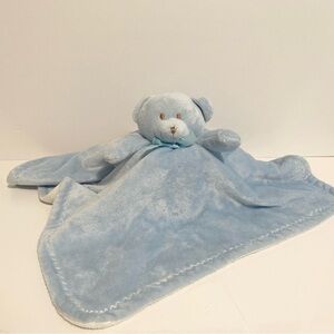 Blankets & Beyond Bear Lovey Baby Baby Blue Large Plush Security Blanket Toy 17”